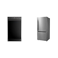 Midea MDF18A1ABB Built-in Dishwasher with 8 Place Settings, 6 Washing Programs & Midea MRB19B5AST 18.7 Cu.Ft Bottom Mount Frost-Free Refrigerator