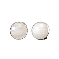 Stud for girls woman Moonstone earrings 925 Silver 8 mm Cushion cut Round