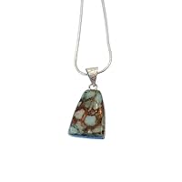 Sterling Silver 925 Genuine Copper Turquoise Gemstone Pendant With Chain Jewelry