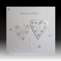 Luxury White Ribbon Wedding Evening Invitation Cards - Pack of 5 by Jean Barrington