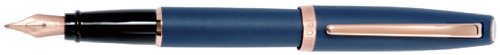 Aurora Style Satin & Rose Gold Blue Matte w/Rose GT Fine Point Fountain Pen - AU-E20-PBF