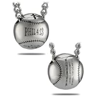 Mens Stainless Steel 3-D Baseball Pendant Necklace-Phil 4:13