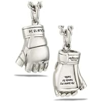 Men's Stainless Steel Fighting Glove Necklace - Psalm 18:34