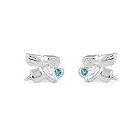 Children's Jewelry - Girls Sterling Silver Simulated Birthstone Angel Stud Earrings