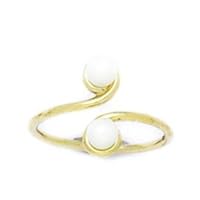 14k Yellow Gold White Freshwater Cultured Pearl Adjustable Elegant Body Jewelry Toe Ring Jewelry for Women