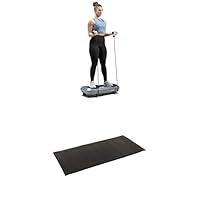Sunny Health & Fitness 3D Vibration Plate Exercise Platform w/ Dual Resistance Bands Total Body Shaker Machine 16 Speed Settings & 3 Vibration Modes SF-VP822057 + Home Gym Foam Floor Protector Mat