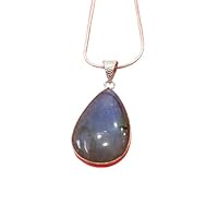 925 Sterling Silver Labradorite Pendant With Chain Necklace Handmade Jewelry