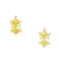 14k Gold Birth Month 6x4mm CZ Cubic Zirconia Simulated Diamond Turtle Screw Back Earrings Jewelry for Women in Yellow Gold Choice of Birth Month and Variety of Options