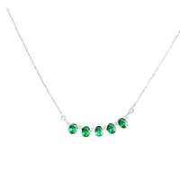 Animas Jewels 2.00 CT Green Emerald and Diamond Curved Bar Pendant Necklace Real 925 Sterling Silver 18