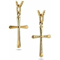 Women's Mini Thin Cross Necklace John 19:30 Delicate Stylish Stainless Steel Yellow Gold 14K Power Grace Symbol Faith Teens Girls Religious Gift Jewelry