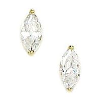 14k Yellow Gold 8x8mm Marquise CZ Cubic Zirconia Simulated Diamond Basket Set Earrings Jewelry for Women