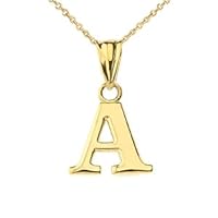 Initial Pendant Necklace in Yellow Gold - Letters: A, Pendant/Necklace Option: Pendant With 16