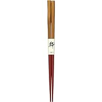 Aoba 157861 Chopsticks, Soot Bamboo Dyed Sealing Screw, Anti-Slip, Red, 7.7 inches (19.5 cm), Made in Japan
