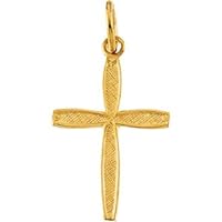 JewelryWeb 14k Yellow Gold for boys or girls Religious Faith Cross Pendant Necklace 14x10mm