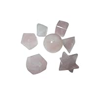 Jet Wow Rose Quartz 7 Stones Sacred Geometry Sets Gemstone Platonic Solid Top Grade Quality Merkaba Star
