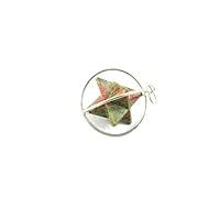 Jet Energized Unakite Spinning Star Merkaba Pendant 1 inch Jet International Crystal Therapy 40 Page Booklet Chakra Balancing Treatment