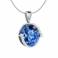 8.70 Ct Round Big Solitaire Blue Sapphire Pendant Necklace 18