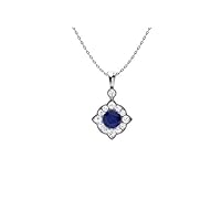 Blue Sapphire Brilliant Cut Round 5.00mm Vintage Solitaire Pendant | Sterling Silver 925 With 18 Inch Chain | A Pendant For Girls And Woman's | For Christmas, Birthday And Valentine Celebrations.