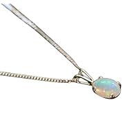 Genuine Oval Ethiopian Fire Opal Gemstone Pendant 925 Sterling Silver Handmade Jewelry