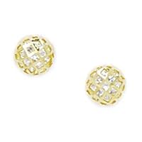 14k Yellow Gold CZ Cubic Zirconia Simulated Diamond Medium Crystal Ball Screw Back Earrings Measures 7x7mm Jewelry for Women
