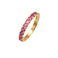 Natural Ruby Band Ring For Women And Girls In 14k Solid Gold Ring Stone Size 2.8 MM Stone Weight 1.1 CTW