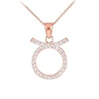 14K Rose Gold Taurus Zodiac Sign Diamond Pendant Necklace - Pendant/Necklace Option: Pendant Only