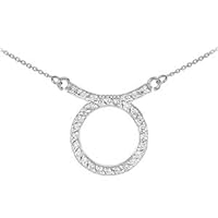 14K White Gold Taurus Zodiac Sign Diamond Necklace - Chain Length 16