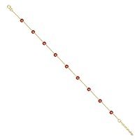 10k Yellow Gold Womens Red Black Enamel Evil Eye Chain Anklet 10 Inch Jewelry for Women