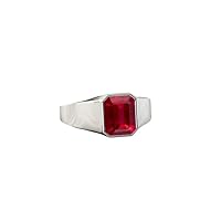 3 CT Emerald Cut Ruby Engagement Ring 10K Ruby Gemstone Signet Wedding Ring Unisex Signet Ring Emerald Cut Men Ring Red Ruby Ring Gift For Him (6)