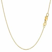 14K Yellow or White Gold 1.00mm Shiny Diamond-Cut Oval Cable Link Chain Necklace for Pendants and Charms with Lobster-Claw Clasp (16