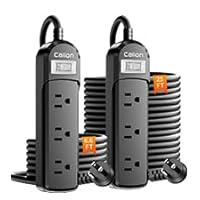 IPX6 Outdoor Power Strip Weatherproof, 6.6fFT and 25 FT SJT-UL Extension Cord 3 Wide Outlets 1875W Overload Protection, Waterproof Surge Protector for for Office,Dorm Room,Patio,Garden