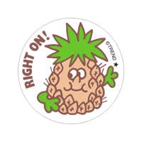 Right On!/Pineapple Scent Retro Stinky Stickers by Trend; 24 Seals/Pack - Authentic 1980s Designs!