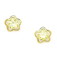 14k Yellow Gold November Yellow CZ Medium Flower Screw Back Earrings Measures 7x7mm Jewelry for Women