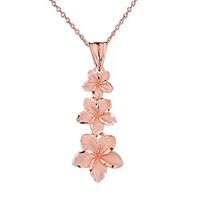 Elegant Plumeria Flower Pendant Necklace in Rose Gold - Gold Purity:: 10K, Pendant/Necklace Option: Pendant Only