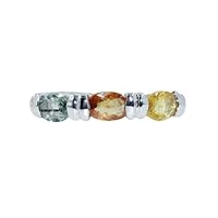 Statement Rings for woman Girls 92.5 Silver Multi Sapphire band 6x4 mm