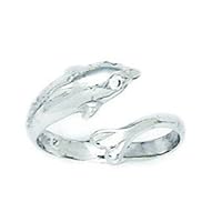 14k White Gold CZ Cubic Zirconia Simulated Diamond Top Adjustable Dolphin Body Jewelry Toe Ring Jewelry for Women