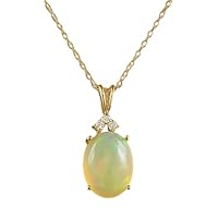 Natural Ethiopian Opal With Zirconia Pendant Sterling Silver Gold Plated Necklace Gift Jewelry
