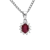 925 Sterling Silver Natural Red Ruby and White Zircon Gemstone Designer Pendant With Chain 925 Stamp Jewelry | Gifts For Women And Girls