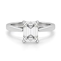 Riya Gems 2.10 CT Emerald Moissanite Engagement Ring Wedding Bridal Ring Set Solitaire Accent Halo Style 10K 14K 18K Solid Gold Sterling Silver Anniversary Promise Ring Gift for Her C