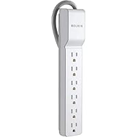 Belkin Home/Office Surge Protector, 6 AC Outlets, 6 ft Cord, 720 J, White
