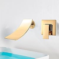Faucets,Kitchen Faucetd/Matte Black Waterfall Basin Faucet Wall Mounted for Bathroom Faucets Bath Basin Sink Tap Bathtub Hot and Cold Water Mixer/D a
