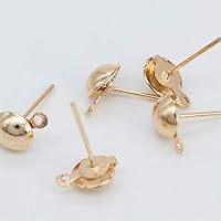 Kamas 200p 4mm 5mm 6mm 8mm Half Ball Earrings findings Ear Post Studs pin with Loop jewlery Making findings Silver Gold Plated Pins - (Color: kc Gold, Size: 5mm)