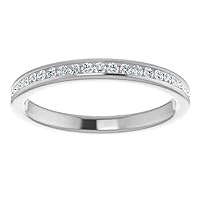 JeweleryArt Excellent Round Brilliant Cut 0.22 Carat, Moissanite Diamond Promise Band, Channel Set, Eternity Sterling Silver Band, Valentine's Day Jewelry Gift, Customized Band for Her
