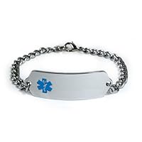 TAKING LYRICA Medical ID Alert Bracelet with Embossed emblem from stainless steel. Style: Classic wide, premium series.