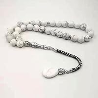 HOLOLITE Stone Turquoises Tasbih Misbaha Natural Stone Rosary Muslim 33 66 99 Prayer Beads March 8 Jewelry Gift (10mm, 33 Beads)