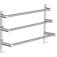 Holder Towel Rack,Wall Mounted Bath Towel Rail 304 Stainless Steel,with Hooks Multi-Function Towel Shelf for Kitchen,Bathroom,Toilet(Size:50cm)
