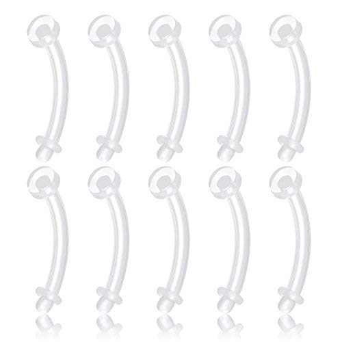 vcmart 14g Clear Belly Button Rings Bioflex Plastic Pregnancy Belly Button Rings Sport Maternity Pregnant Belly Button Ring Navel Rings Retainer for Work Surgery