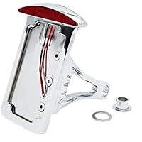 HTTMT MT301-CD Chrome Flat Side Mount License Plate Bracket w/LED Tail Brake Light 7/8 Inches or 1 inch Axle Compatible with Suzuki Kawasaki V-Star Vstar 950 1100 1300 Classic Tourer
