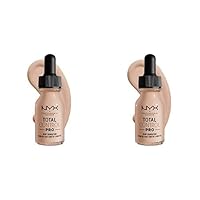 NYX PROFESSIONAL MAKEUP Total Control Pro Drop Foundation, Skin-True Buildable Coverage - Porcelain (Pack of 2)