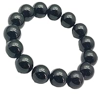 Hand_Crafted Unisex gem hematite 10mm round smooth beads stretchable 7 inch bracelet for men,women-Healing, Meditation,Prosperity,Good Luck Bracelet YO-STRD-12410